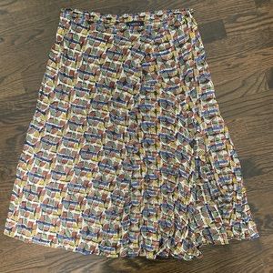 Flowy French Multicolored Midi Skirt Sz FR 40